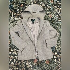 Lauren Ralph Lauren Women's Gray Hooded Jacket Blazer Size Medium